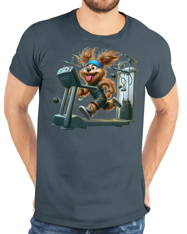 Canine Cardio Comfort Tee - model wearing gray t-shirt, white background, hands behind back