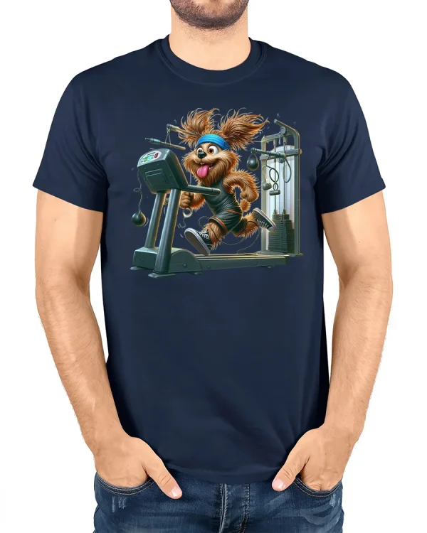 Canine Cardio Comfort Tee - model wearing navy t-shirt, white background, hands in pockets
