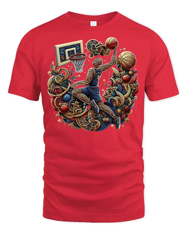 Ornate Hoops Slam Tee - red t-shirt on white background