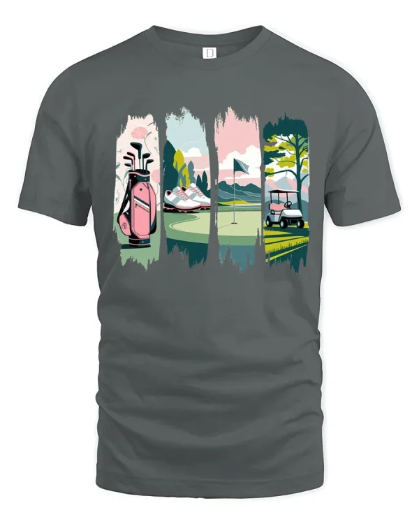 A Golf Life Scene - Sports Phrase T-Shirt - gray t-shirt on white background
