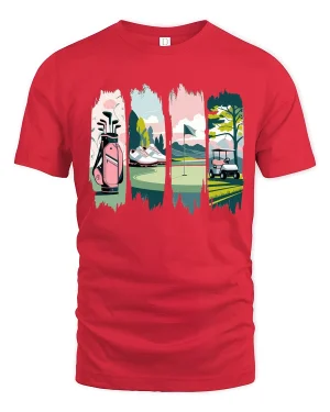A Golf Life Scene - Sports Phrase T-Shirt - red t-shirt on white background