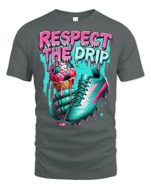 Drip Game Soccer Style Tee - gray t-shirt on white background