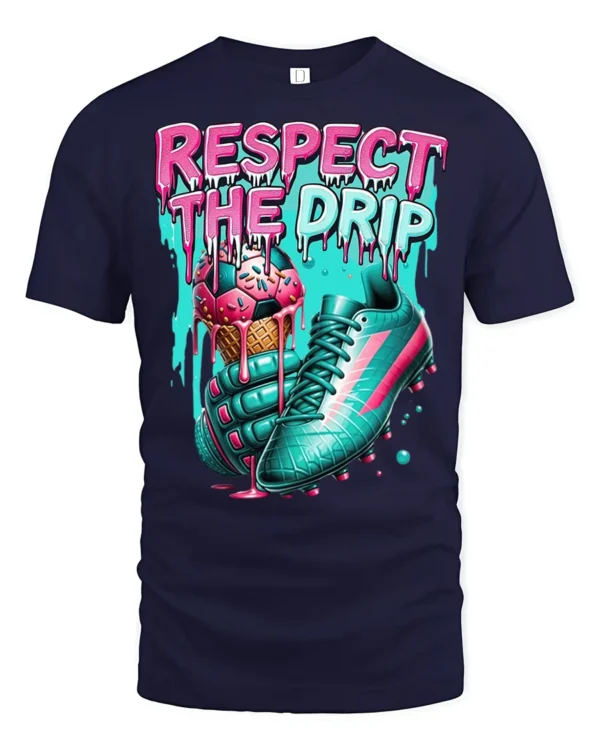 Drip Game Soccer Style Tee - navy t-shirt on white background