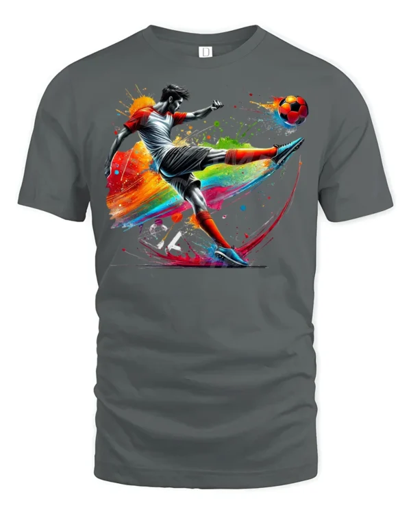 Soccer Motion Splash T-Shirt - gray t-shirt on white background
