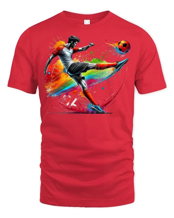 Soccer Motion Splash T-Shirt - red t-shirt on white background
