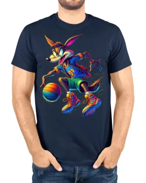Street Dunk Trickster T-Shirt - model wearing navy t-shirt, white background, hands in pockets