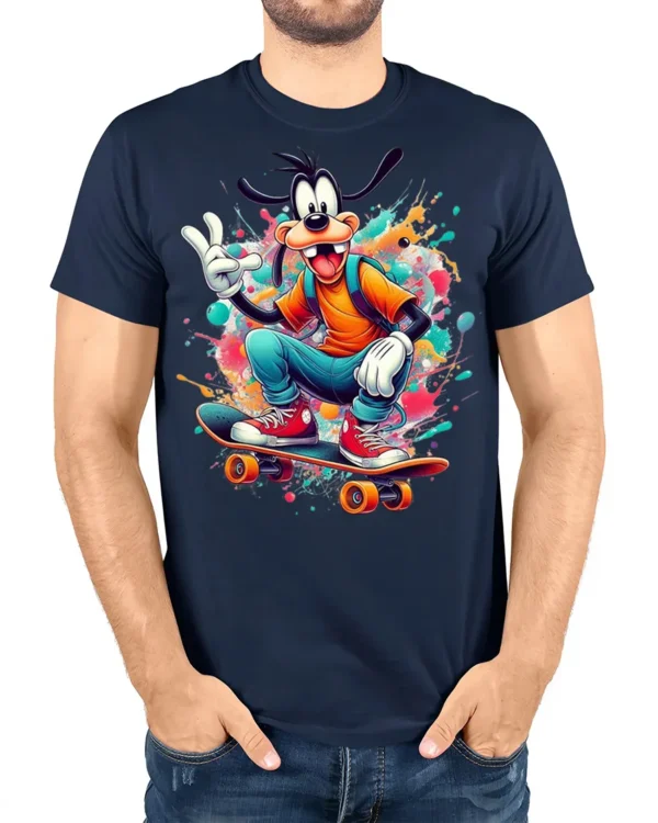 Cool Pup Skater Tee - model wearing navy t-shirt, white background, hands in pockets