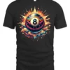 Neon Billiards Boom T-Shirt - black t-shirt on white background