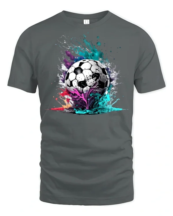 Painted Soccer Explosion T-Shirt - gray t-shirt on white background
