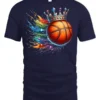 Splash King Basketball T-Shirt - navy t-shirt on white background