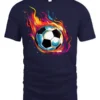 Epic Soccer Flame T-Shirt - navy t-shirt on white background